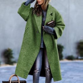 Women's Color Matching Plaid Long-sleeved Coat (Option: Green-S)