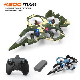 K500 Combat Drone Four-Channel Hovering Quadcopter With Altitude Hold, Flip Stunts, And Remote Control Lighting Plane (Color: Green)
