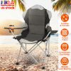 Foldable Camping Chair Heavy Duty Steel Lawn Chair Padded Seat Arm Back Beach Chair 330LBS Max Load with Cup Holder Carry Bag