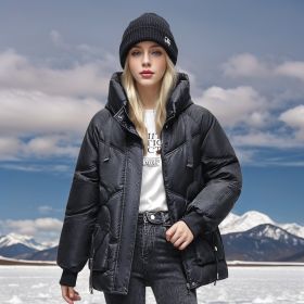 Winter Down Cotton Jacket Korean Loose Thick (Option: Black-XL)