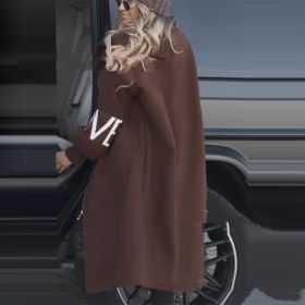 European And American Fashion Women's Wear Casual Hooded Long Splicing Coat (Option: Brown-3XL)