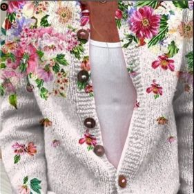 3D Digital Printing Cardigan Knitted Coat (Option: Style1-L)