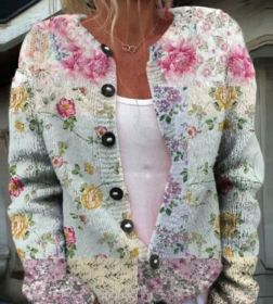 3D Digital Printing Cardigan Knitted Coat (Option: Style4-M)