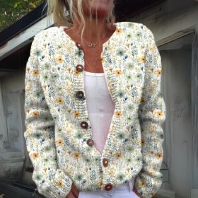 3D Digital Printing Cardigan Knitted Coat (Option: KKWY46-L)