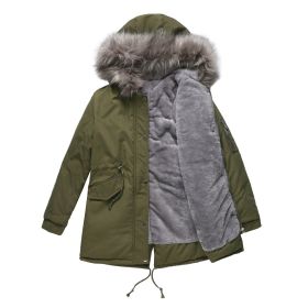 Parka Cotton-padded Coat Mid-length Hooded (Option: Army green-M)