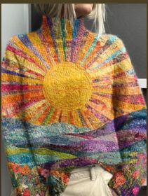 Printed Autumn And Winter New High Neck Long Sleeve Sweaters Women's Clothing (Option: Dark Black Line E127-S)