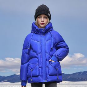 Winter Down Cotton Jacket Korean Loose Thick (Option: Klein Blue-XL)