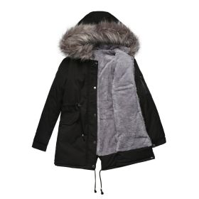Parka Cotton-padded Coat Mid-length Hooded (Option: Black-5XL)